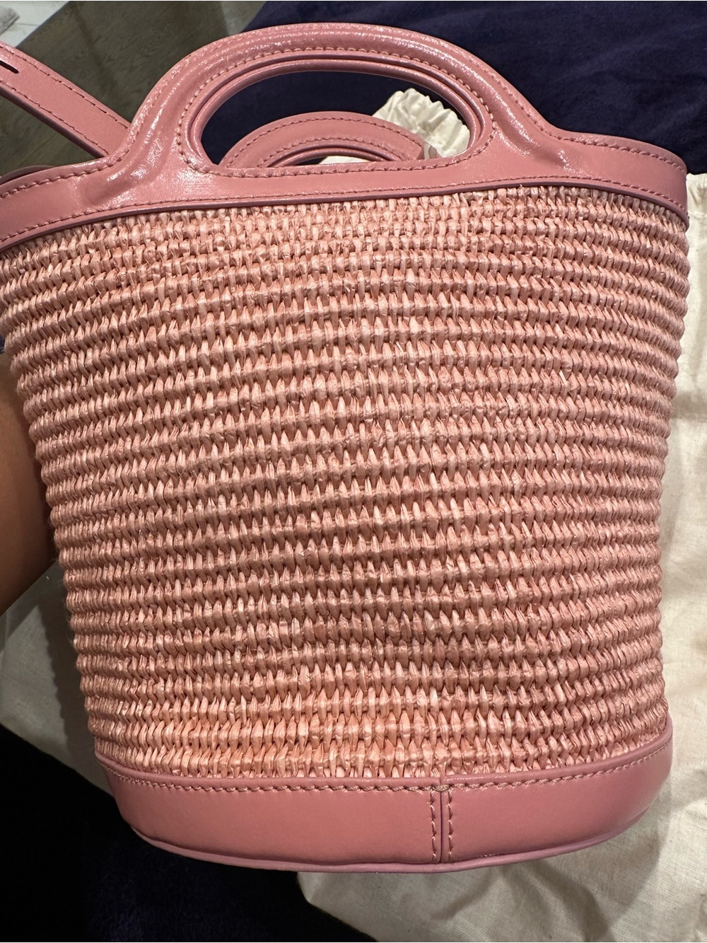 Marni Pink Woven Bucket Tote with Leather Trim - Picture 11 of 15